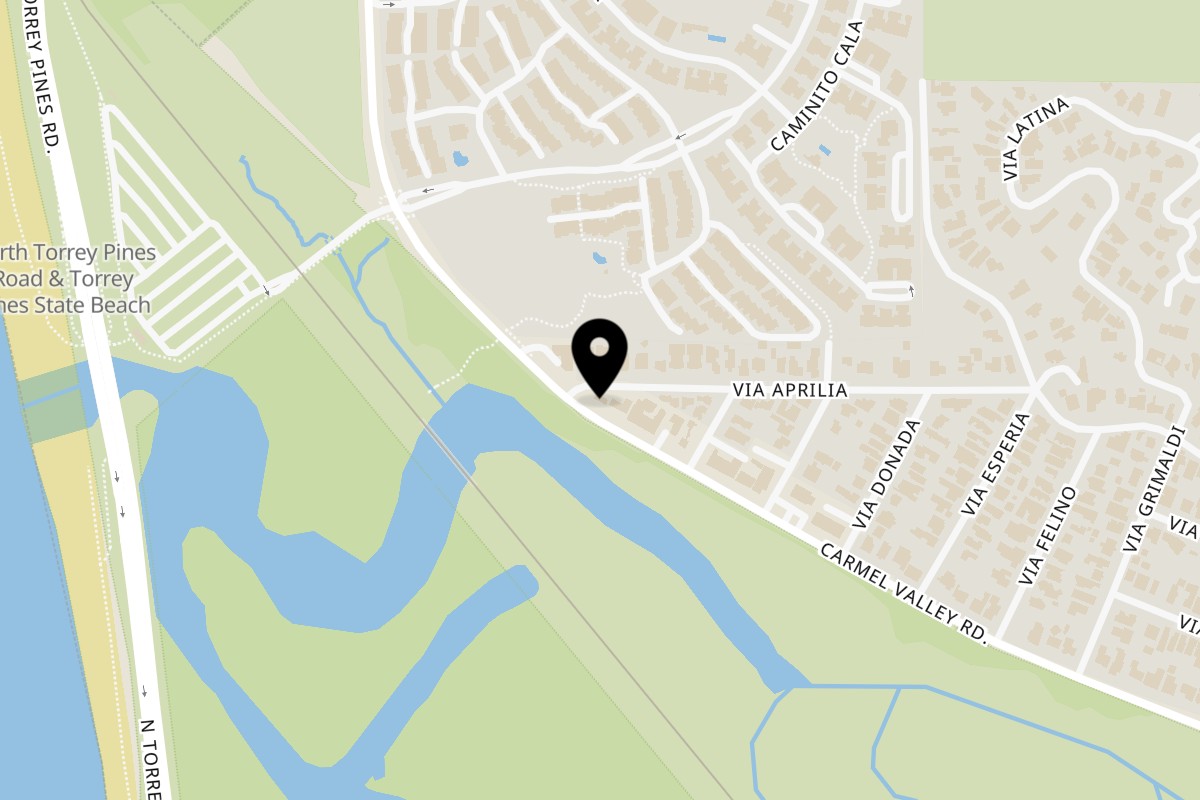 Map showing the location of Roberto's Mexican Food Del Mar on 2206 Carmel Valley Rd #3704 in Del Mar
